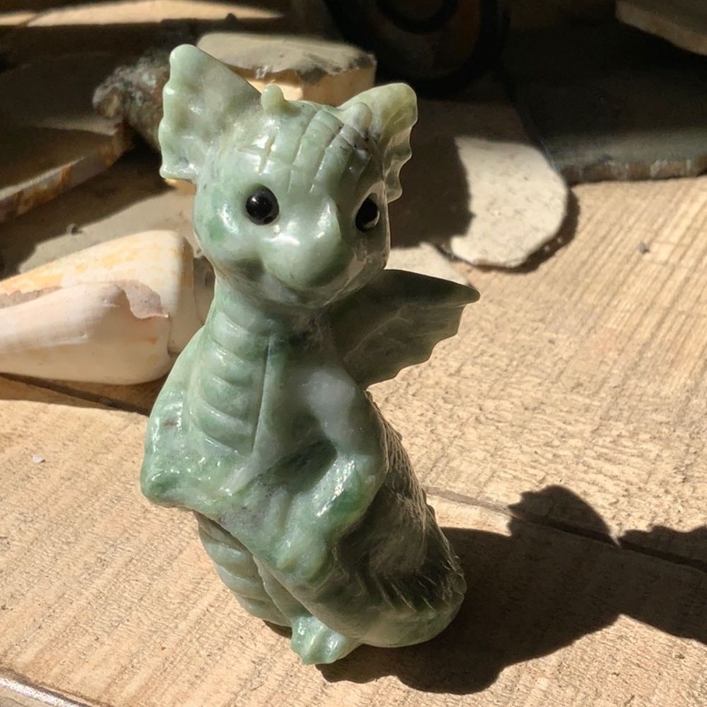 JADE HAND CARVED FLYING BABY DRAGON